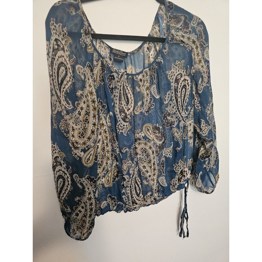 Lucky Brand Small Sheer Gypsy Blouse Balloon‎ Sleeve